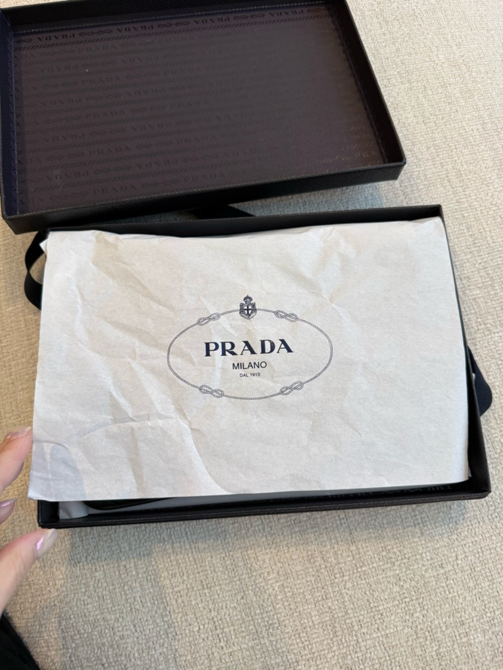 Prada Black Quilted Re-Nylon Clutch with Gold Chain - Picture 3 of 10